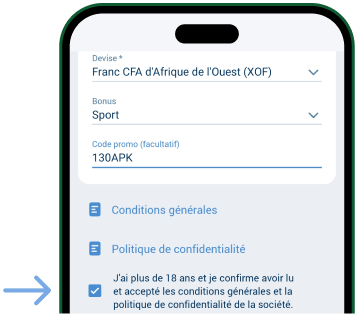 Cocher la case pour accepter les conditions générales 