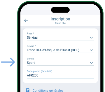 Définir le type de bonus Télécharger 1xBet Original