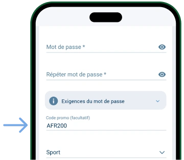 Entrez le code promo Télécharger 1xBet Original