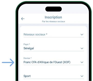 Indiquez la monnaie ou la devise Télécharger 1xBet Original